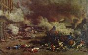 unknow artist Da the avslojades ,att king had consort with France enemies charge a rebellion crowd the 10 august Tuilerierna oil painting reproduction